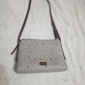 Fossil Multicolor Heart Pattern Crossbody Bag